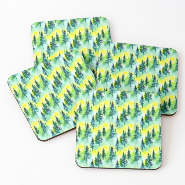 Item preview, Nordic Forest Watercolour Pattern, Yellow, Green and Grey designed and sold by Coralgb.