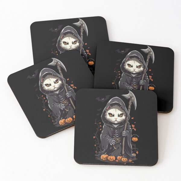 Artikelvorschau, Süß gruseliges Katzen Sensenmann Halloween Design entworfen und verkauft von LuminOrb.