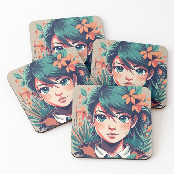 Item preview, Chica Anime, Salpicaduras de Flores, Diseños y Pegatinas designed and sold by AyushAIImage01.