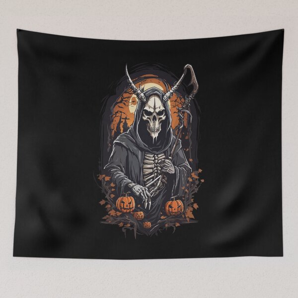 Artikelvorschau, Dämonischer Sensenmann Totenkopf Halloween Design entworfen und verkauft von LuminOrb.