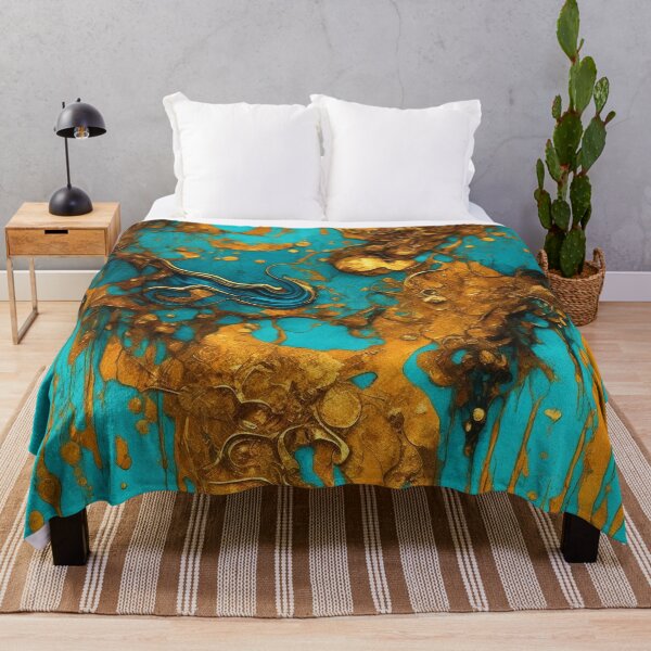 Item preview, Abstract Teal And Golden Pattern Golden Splash Glitter Effect designed and sold by Moonsiess.
