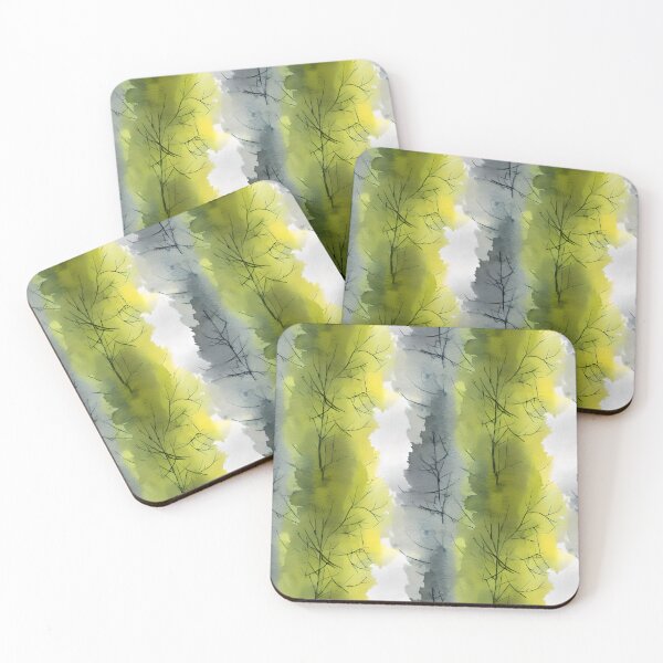 Item preview, Nordic Forest II, Watercolour Pattern, Yellow, Green and Grey designed and sold by Coralgb.