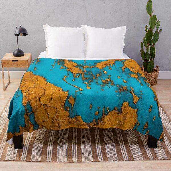 Item preview, Abstract Teal And Golden Pattern Golden Splash Honey Map designed and sold by Moonsiess.