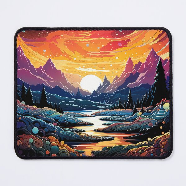 Item preview, Night Landscape Colorful Psychedelic Art designed and sold by Trippinink-.