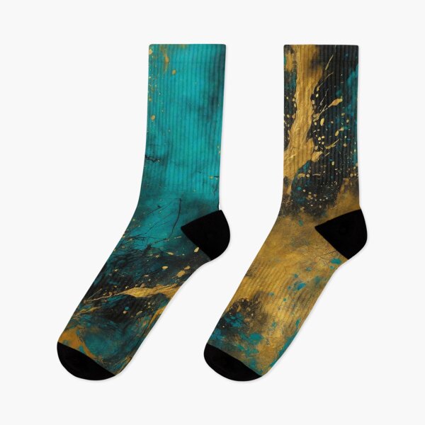 Item preview, Abstract Teal And Golden Pattern Splash Black Galaxy Painting Glitter designed and sold by Moonsiess.