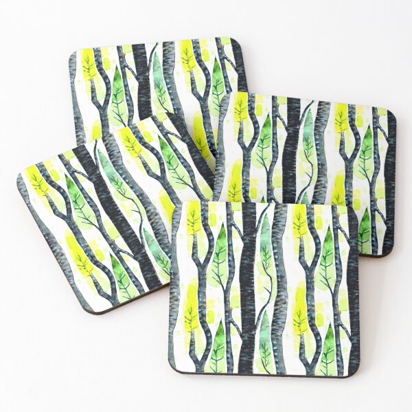 Item preview, Nordic Forest IV, Watercolour Pattern, Yellow, Green and Grey designed and sold by Coralgb.