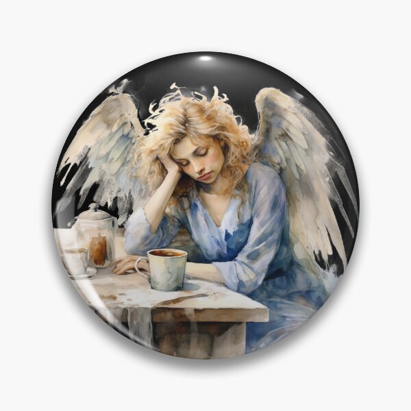 Item preview, Sleepy Angel Before Coffee Watercolor Style designed and sold by AnnaMDesign.