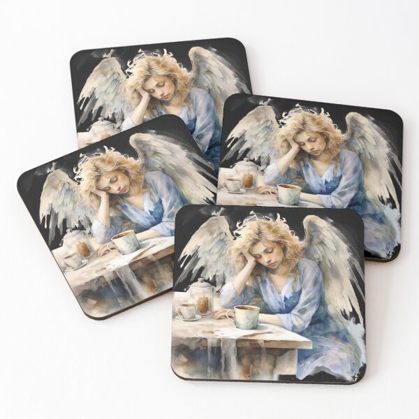 Item preview, Sleepy Angel Before Coffee Watercolor Style designed and sold by AnnaMDesign.