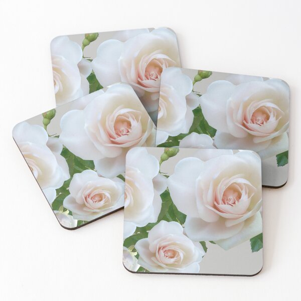 Item preview, Elegant White and Light Pink Roses Art Print designed and sold by Michelle Moss.