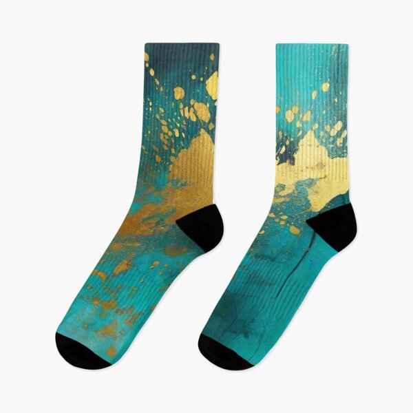 Item preview, Abstract Teal And Golden Pattern Splash Misty Fog Painting designed and sold by Moonsiess.
