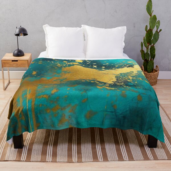 Item preview, Abstract Teal And Golden Pattern Splash Misty Fog Painting designed and sold by Moonsiess.