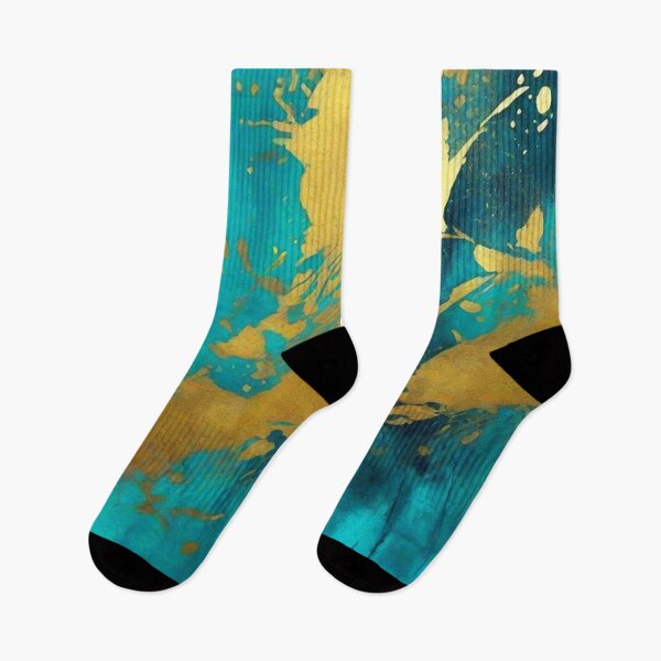 Item preview, Abstract Teal And Golden Pattern Splashes Misty Fog Painting designed and sold by Moonsiess.