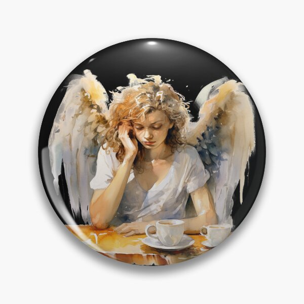 Item preview, Sleepy Angel Before Coffee Watercolor Style designed and sold by AnnaMDesign.