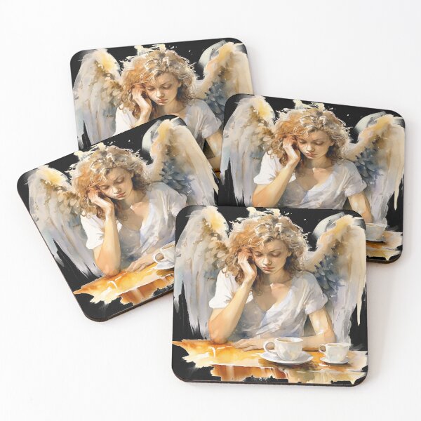 Item preview, Sleepy Angel Before Coffee Watercolor Style designed and sold by AnnaMDesign.