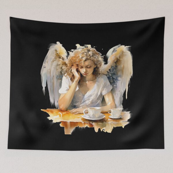 Item preview, Sleepy Angel Before Coffee Watercolor Style designed and sold by AnnaMDesign.