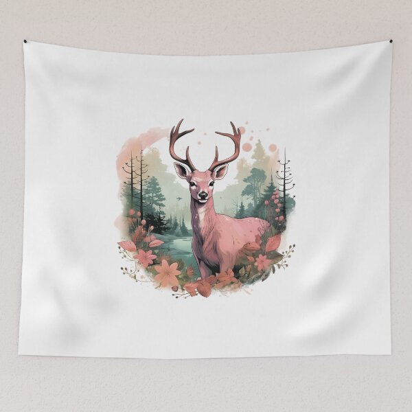 Item preview, Cute Deer in jungle with trees and flowers  designed and sold by Trendy-Artistry.