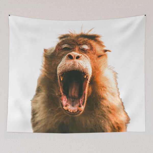 Item preview, Yawning little monkey designed and sold by SalogwynLifeArt.