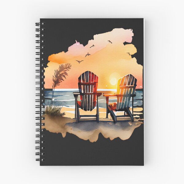 Item preview, Couple Chairs at Beach Sunset Watercolor Summer Vacation  designed and sold by AME ⭐⭐⭐⭐⭐.