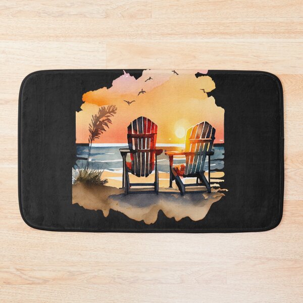 Item preview, Couple Chairs at Beach Sunset Watercolor Summer Vacation  designed and sold by AME ⭐⭐⭐⭐⭐.