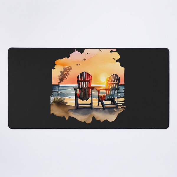 Item preview, Couple Chairs at Beach Sunset Watercolor Summer Vacation designed and sold by AME ⭐⭐⭐⭐⭐.