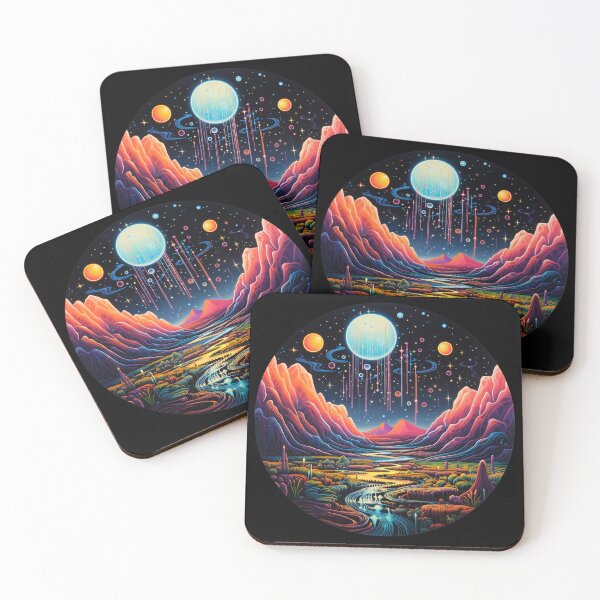 Item preview, Night Landscape Colorful Psychedelic Art designed and sold by Trippinink-.