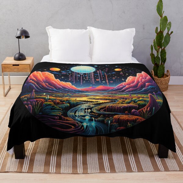 Item preview, Night Landscape Colorful Psychedelic Art designed and sold by Trippinink-.