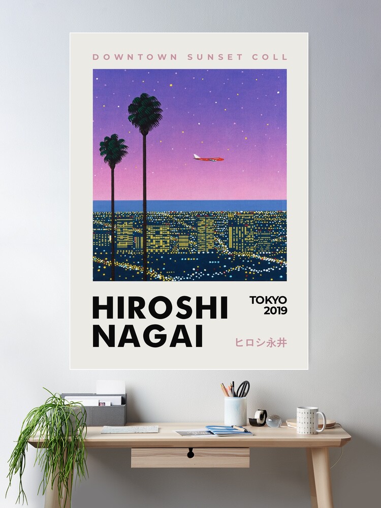 Hiroshi Nagai Downtown Sunset Collection Purple Art Prints 90s Vintage  Illustrations Printable Japan Manga Wall Art Vaporwave Print | Poster