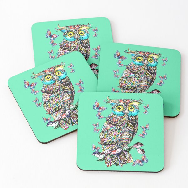 Item preview, Magical Owl and Butterflies, fantasy art designed and sold by LoneAngel.