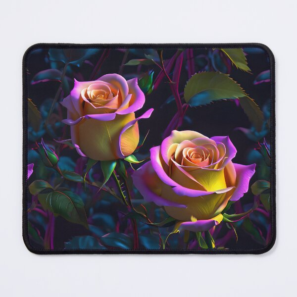 Item preview, Bright Purple, Pink, Yellow Roses on a Dark Foliage Background. designed and sold by Image-Caption.