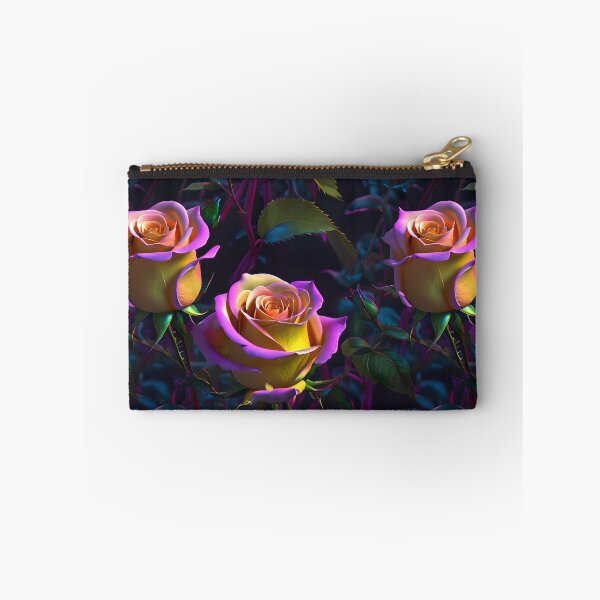 Item preview, Bright Purple, Pink, Yellow Roses on a Dark Foliage Background. designed and sold by Image-Caption.