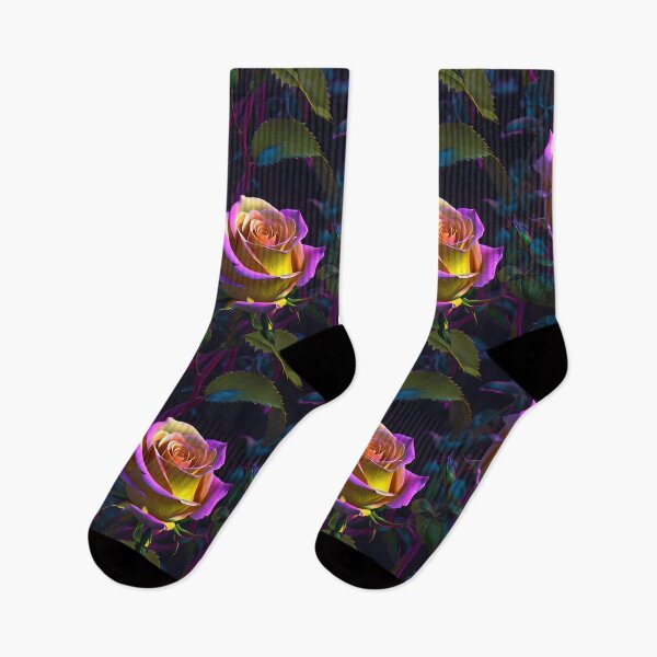 Item preview, Bright Purple, Pink, Yellow Roses on a Dark Foliage Background. designed and sold by Image-Caption.