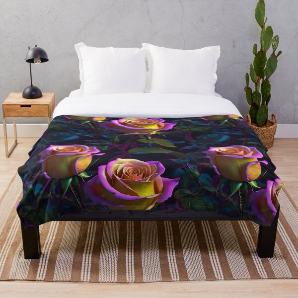 Item preview, Bright Purple, Pink, Yellow Roses on a Dark Foliage Background. designed and sold by Image-Caption.