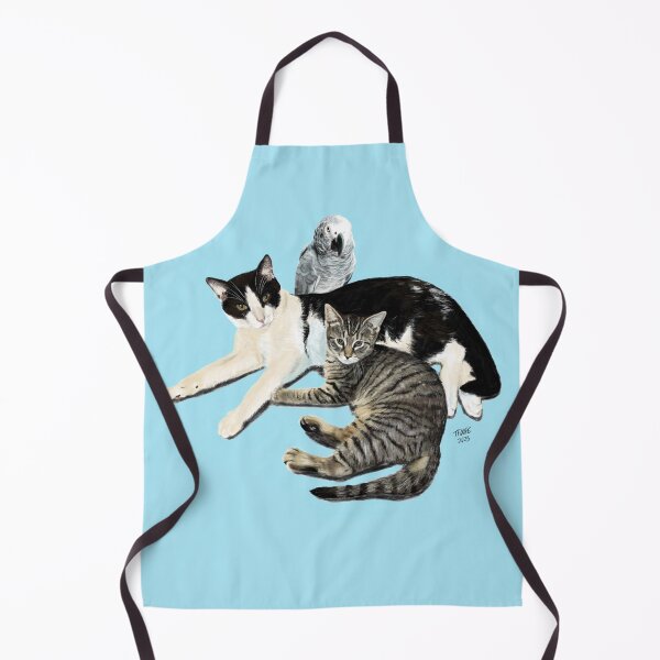 Item preview, Two Cats and a Parrot on Blue designed and sold by Taphath Foose.