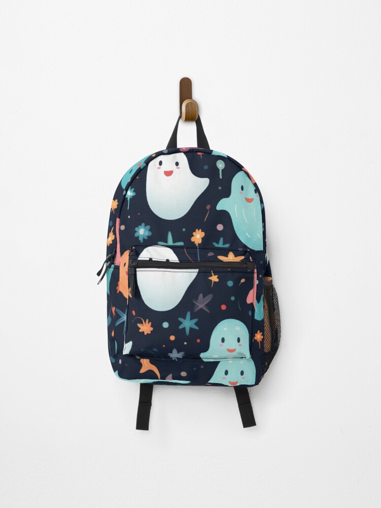 Thumbnail 1 of 3, Backpack, Happy positive ghosts pattern designed and sold by SmileshareShop.