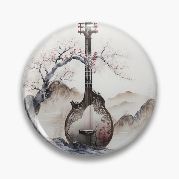 Item preview, traditional japanese guitar- sumi-e painting designed and sold by MaitionDesigns.