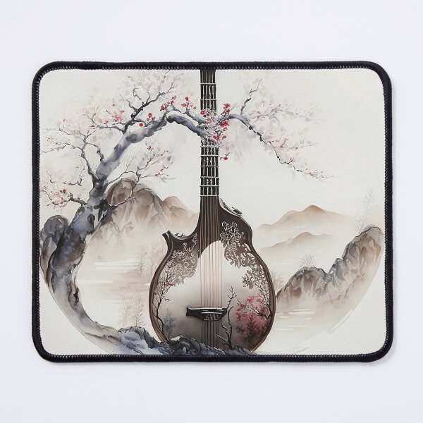 Item preview, traditional japanese guitar- sumi-e painting designed and sold by MaitionDesigns.