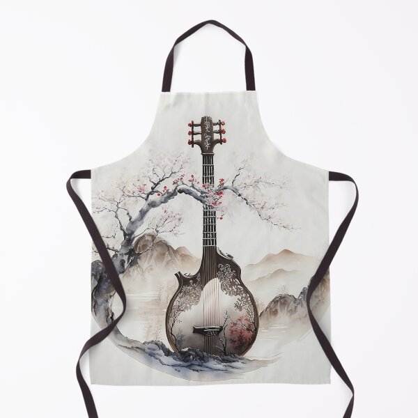 Item preview, traditional japanese guitar- sumi-e painting designed and sold by MaitionDesigns.