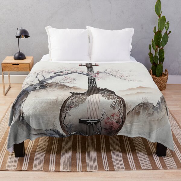 Item preview, traditional japanese guitar- sumi-e painting designed and sold by MaitionDesigns.