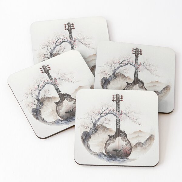 Item preview, traditional japanese guitar- sumi-e painting designed and sold by MaitionDesigns.
