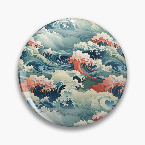 Item preview, Blue pink Japanese-style waves pattern designed and sold by Capictures.