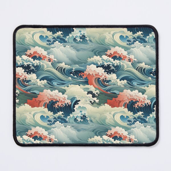 Item preview, Blue pink Japanese-style waves pattern designed and sold by Capictures.