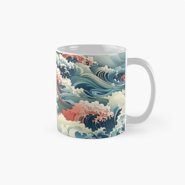 Item preview, Blue pink Japanese-style waves pattern designed and sold by Capictures.