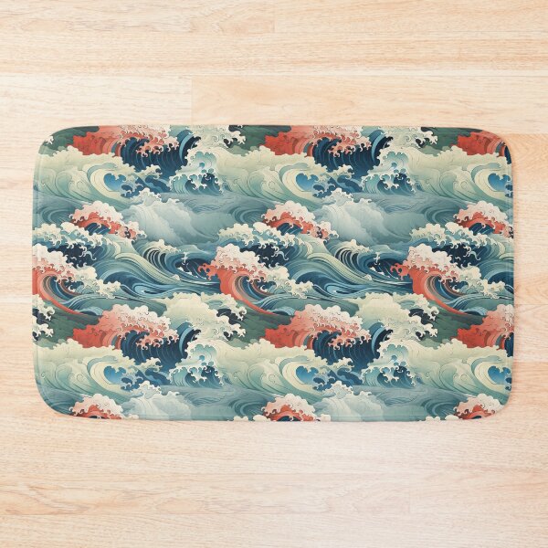 Item preview, Blue pink Japanese-style waves pattern designed and sold by Capictures.