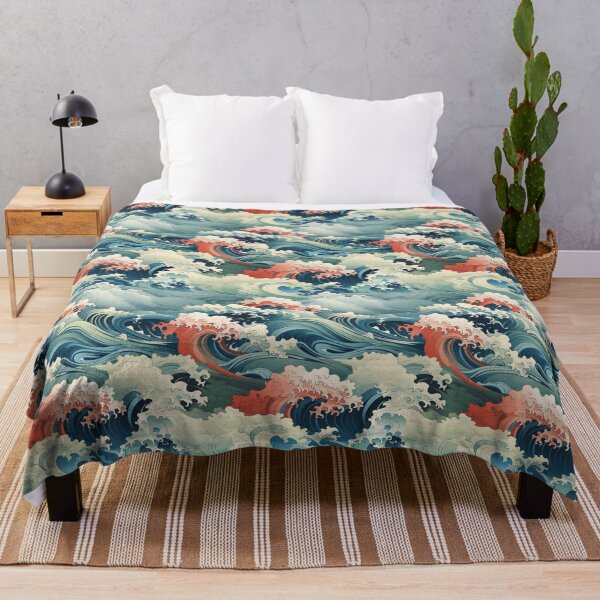 Item preview, Blue pink Japanese-style waves pattern designed and sold by Capictures.