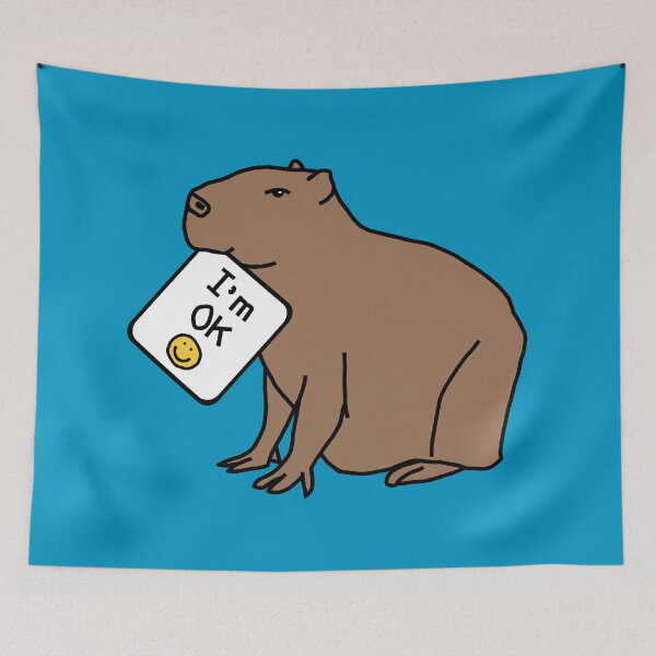 Item preview, Capybara says Im OK Animals Positivity Quote designed and sold by ellenhenry.