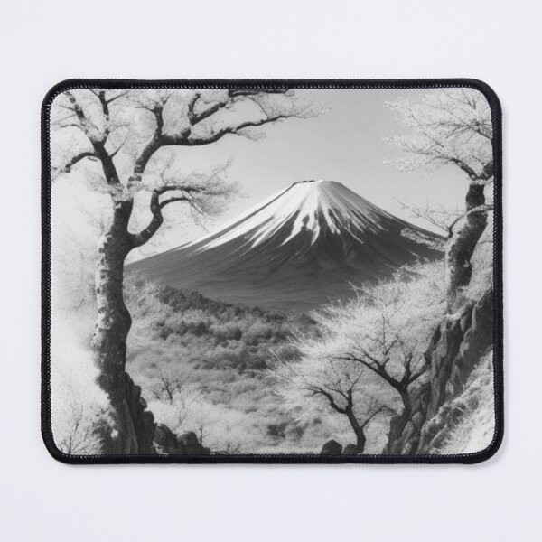 Item preview, Mt. Fuji black and white at cherry blossom season designed and sold by mikaws.