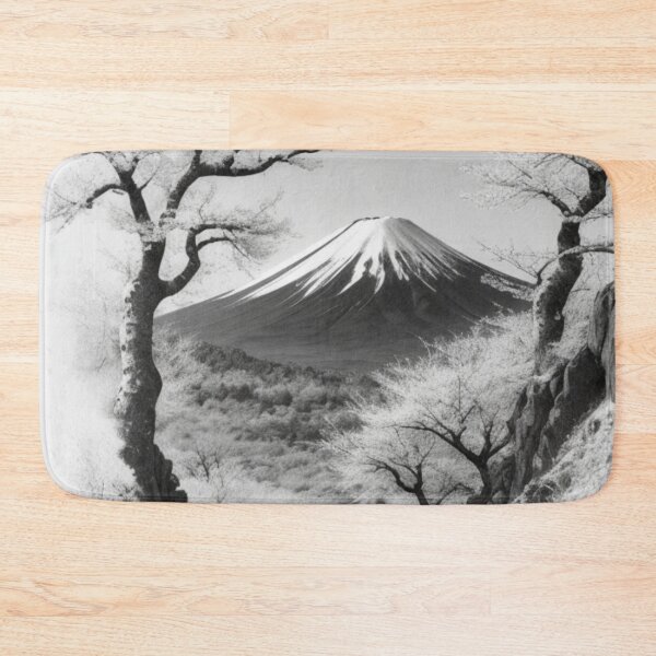 Item preview, Mt. Fuji black and white at cherry blossom season designed and sold by mikaws.