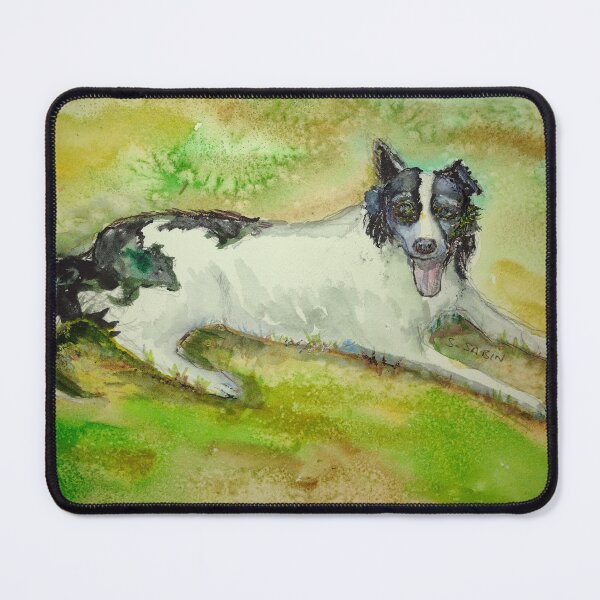 Item preview, Portrait of a border collie in watercolour designed and sold by Saga Sabin.
