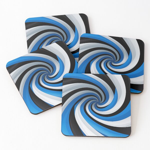 Item preview, Optical Illusion Art: Black & White Spirals with Electric Blue Accents designed and sold by PaintbrushPlace.