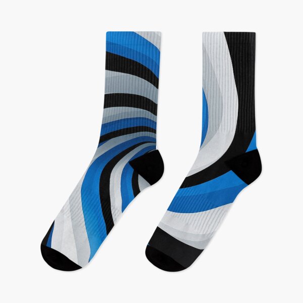 Item preview, Optical Illusion Art: Black & White Spirals with Electric Blue Accents designed and sold by PaintbrushPlace.